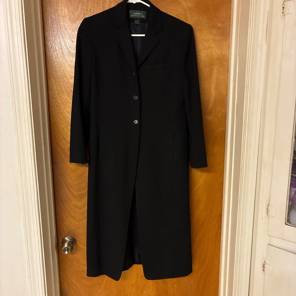 Lauren Ralph Lauren Wool Light Long Black Blazer Spring minimal old money